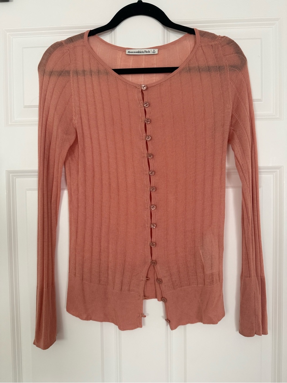 Abercrombie & Fitch Ribbed Semi-Sheer Button-Up Cardigan